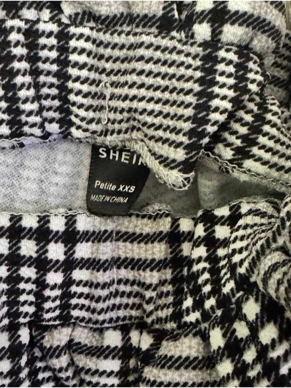 Black White Plaid Paperbag Pants Tie Waist Tapered Career Petite XXS - Picture 4 of 5